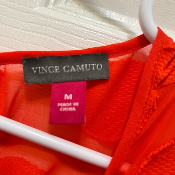 Vince Camuto Sheer Monochromatic Polka Dot Top Size Medium - Picture 3 of 4